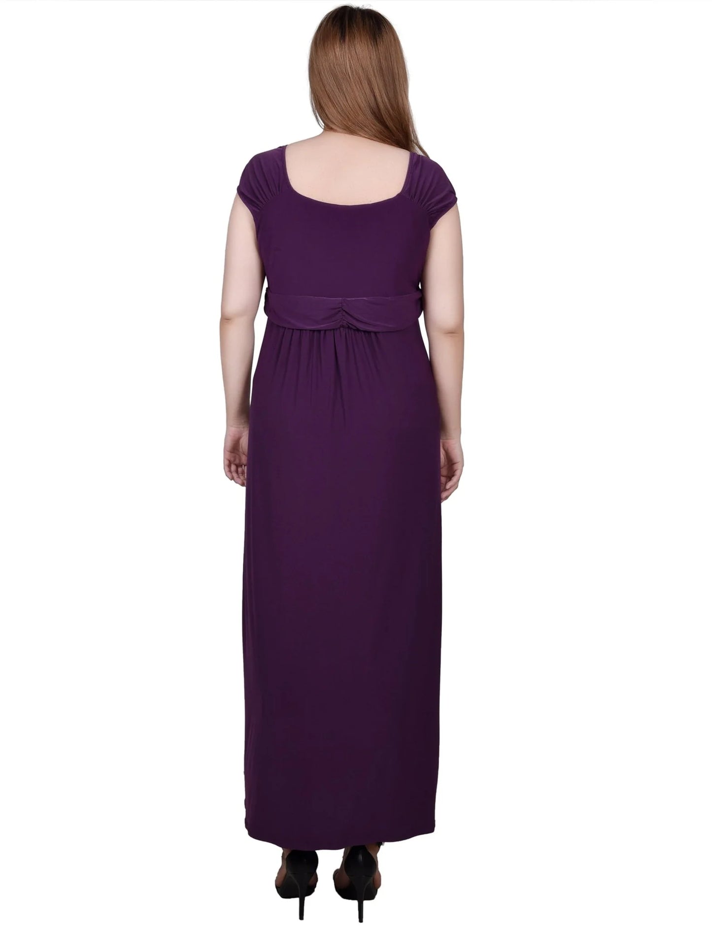 DULANEY-Ruched Empire-Waist Maxi Dress