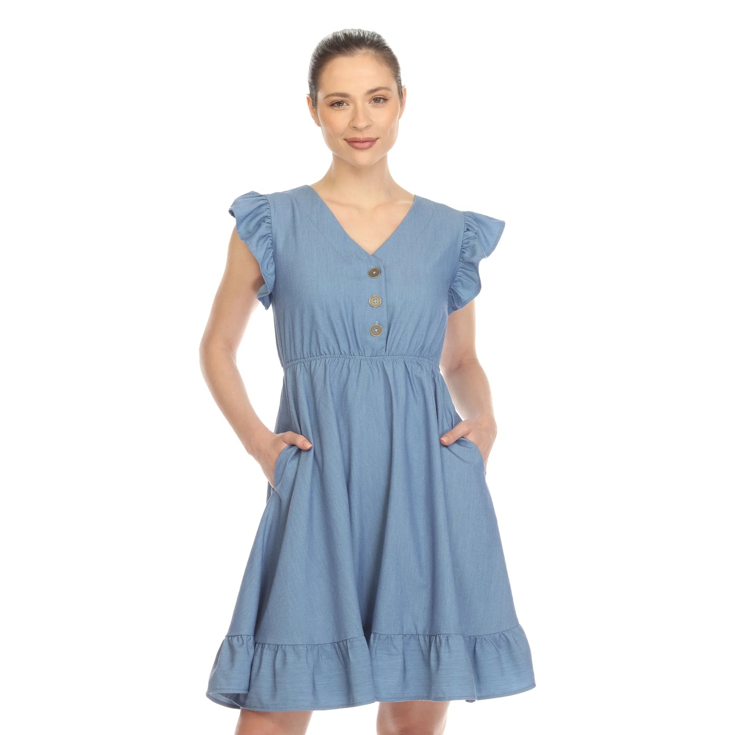 DULANEY-Ruffle Sleeve Knee-Length Dress