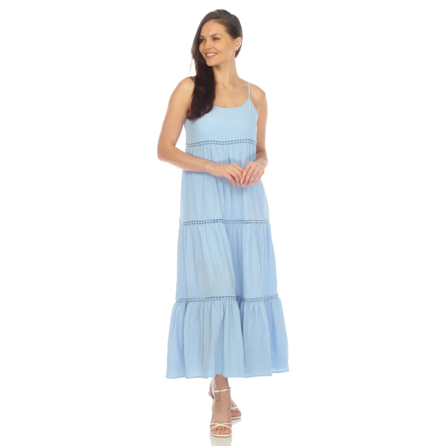 DULANEY-Women's Scoop Neck Tiered Maxi Dress