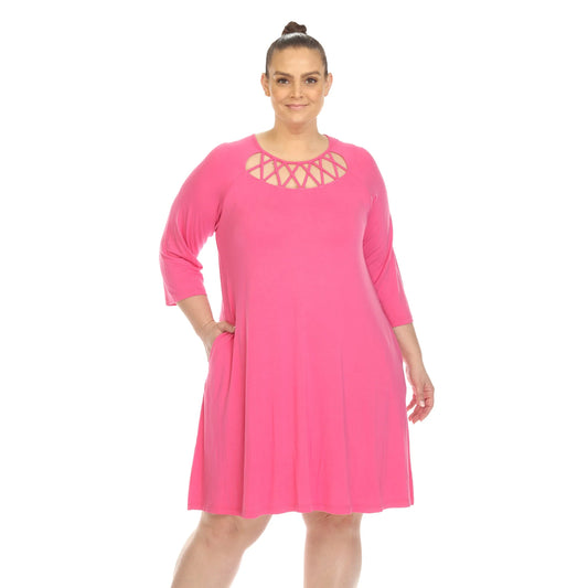 DULANEY-Criss Cross Neckline Swing Midi Dress