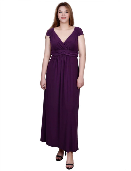 DULANEY-Ruched Empire-Waist Maxi Dress