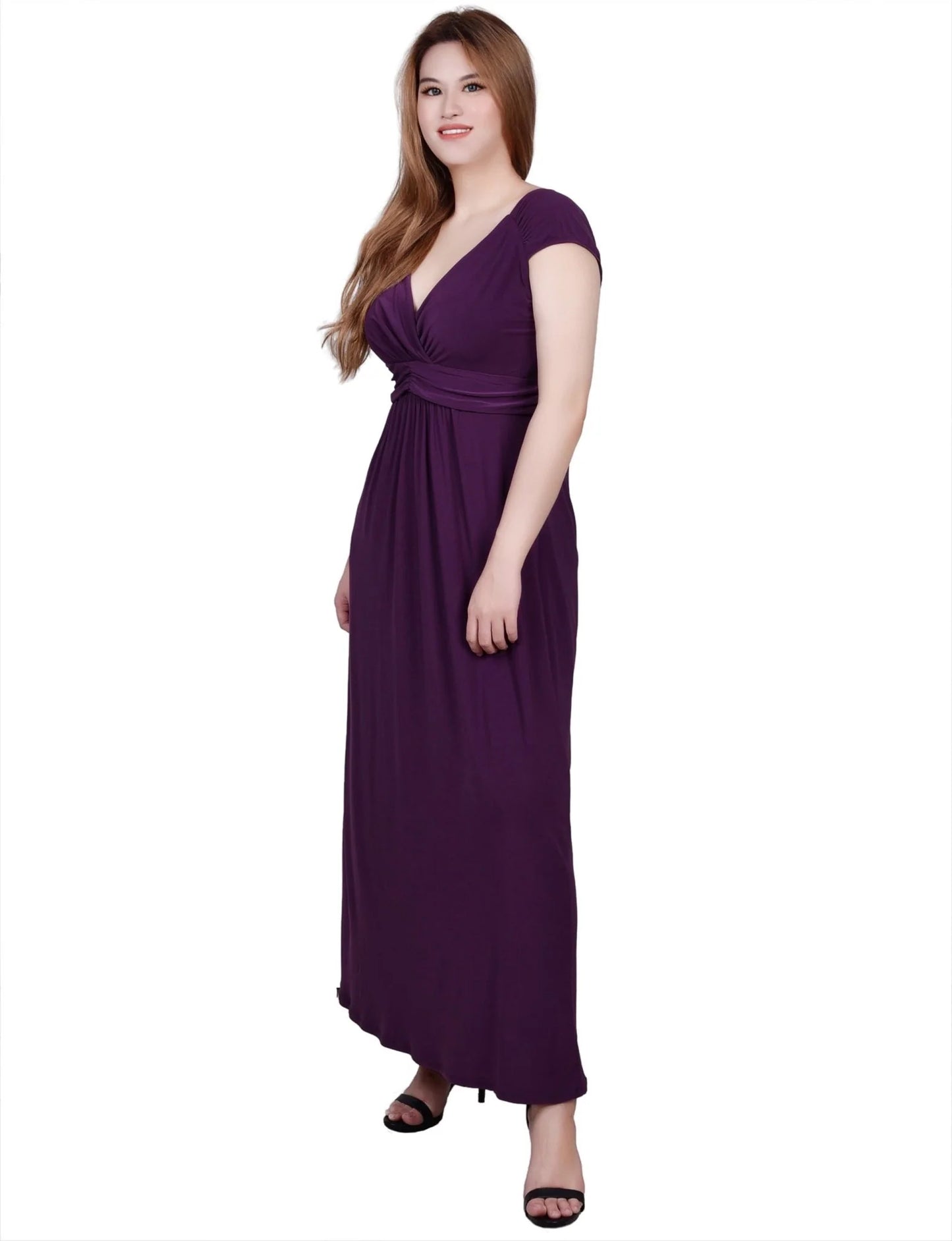 DULANEY-Ruched Empire-Waist Maxi Dress