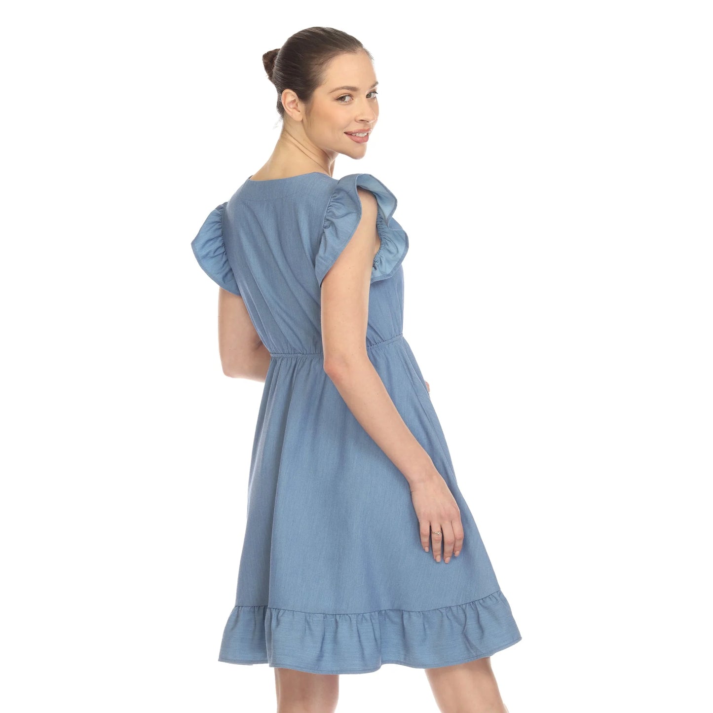 DULANEY-Ruffle Sleeve Knee-Length Dress