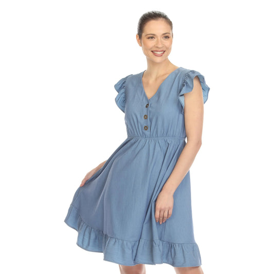 DULANEY-Ruffle Sleeve Knee-Length Dress