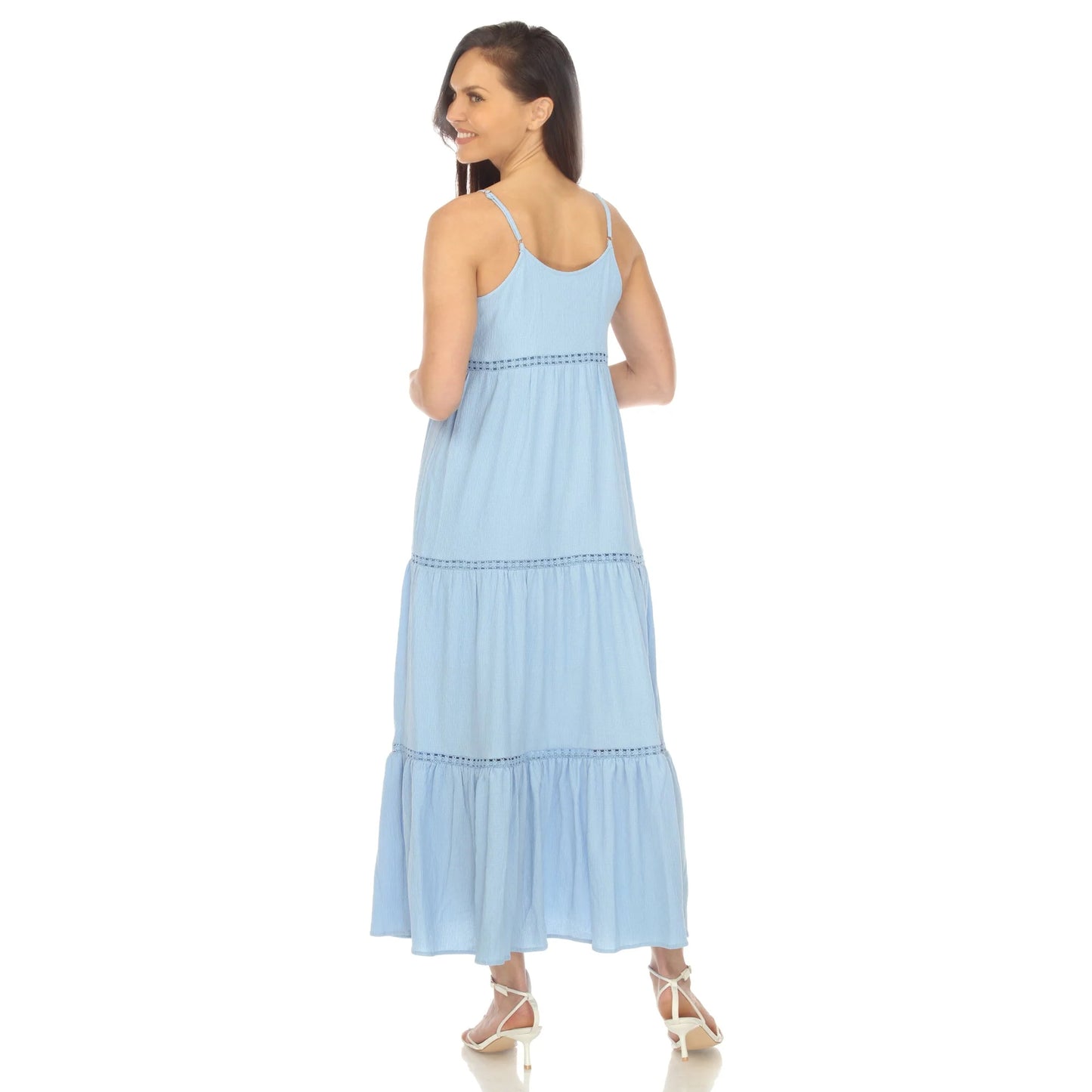 DULANEY-Women's Scoop Neck Tiered Maxi Dress